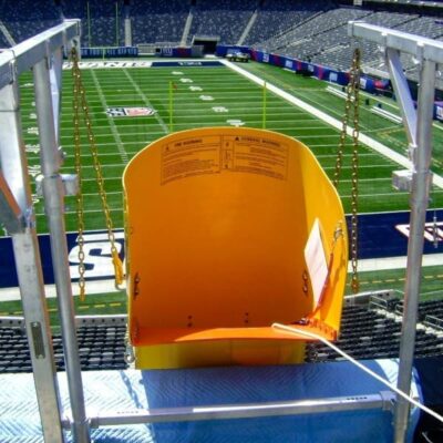 Close up of a Superchute stadium snow chute top hopper and frame. Close up of a Superchute stadium snow chute top hopper and frame.