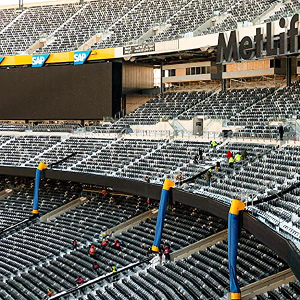 Several Superchute snow chutes installed at MetLife stadium. Several Superchute snow chutes installed at MetLife stadium.