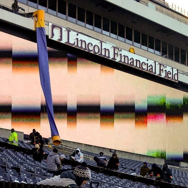Superchute stadium snow chute in action at Lincoln Financial Field. Superchute stadium snow chute in action at Lincoln Financial Field.